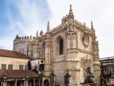 İsa 'nın Tarikatı Manastırı, Convento de Cristo, Tomar şehrinin en önemli şehridir. Santarem Bölgesi. Portekiz.