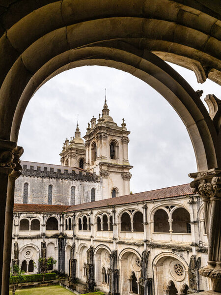 Cloister of Silence at Alcobaca monastery, Mosteiro de Santa Maria de Alcobaca, a Mediaeval Roman Catholic Monastery at Alcobaca, Portugal