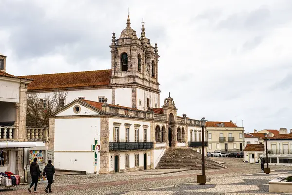 stock image Nazare, Portugal - Mar 08, 2024: The famous Santuario de Nossa Senhora da Nazare, sanctuary of our lady. Nazare town Portugal