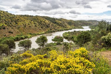 Mertola köyündeki Guadiana Nehri manzarası. Portekiz 'in Alentejo Bölgesi