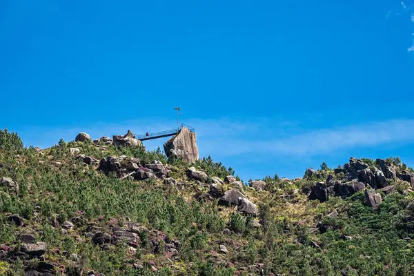 stock image View from Fafiao viewpoint located on the top of parish of Cabril in Montalegre municipality, overlooking Geres Valley, Salamonde Dam and river, Portugal