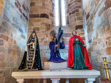 Silves, Portekiz - 21 Şubat 2024: Katedral da Se 'nin İçi, Portekiz Silves Katedrali. 13. yüzyılda Moorish Büyük Camii 'nde inşa edilmiş.