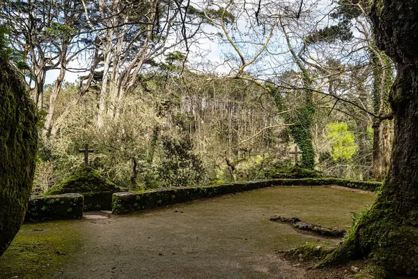 stock image Abandoned and empty medieval Convento dos Capuchos in the Serra de Sintra National Park in Portugal