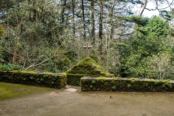 stock image Abandoned and empty medieval Convento dos Capuchos in the Serra de Sintra National Park in Portugal