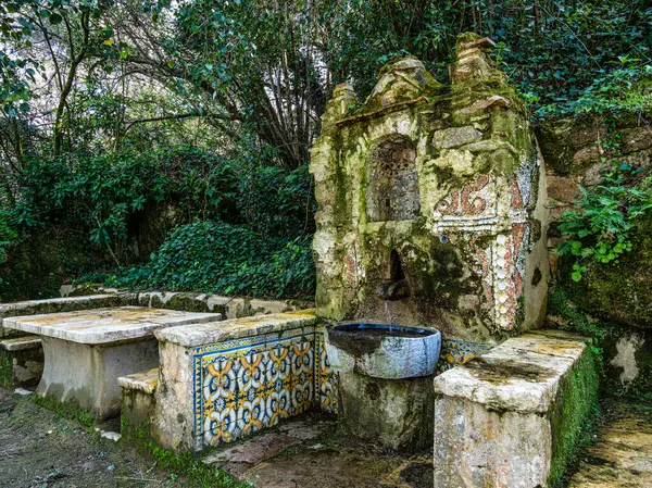 stock image Abandoned and empty medieval Convento dos Capuchos in the Serra de Sintra National Park in Portugal