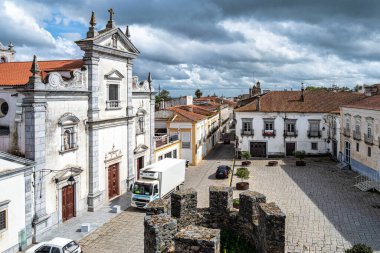 Renaissance Cathedral of St. James the Great at Beja, Portugal. Built in 1590, located in the old town square view from the Castle, Beja, clipart