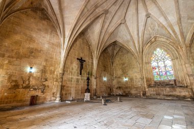 Capitulo odasındaki İsa 'nın tutkusu, Portekiz, Leiria' daki Santa Maria da Vitoria manastırı içindeki bölüm evi..