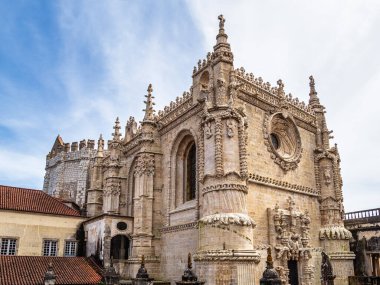 İsa 'nın Tarikatı Manastırı, Convento de Cristo, Tomar şehrinin en önemli şehridir. Santarem Bölgesi. Portekiz.