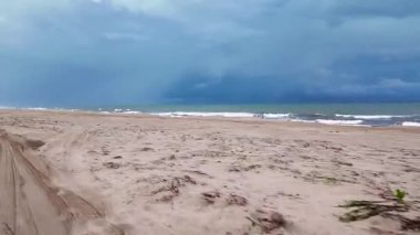 Brezilya, Jericoacoara 'daki Avenida Beira Mar plaj yolunda at arabası turu. Ceara 'nın Kumulları