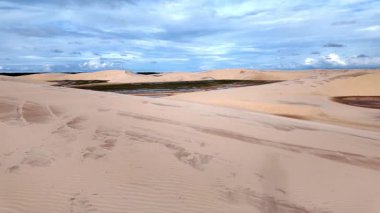 Ilha do Caju 'da Dunas do Mouro, Ilha das Canarias, Brezilya. Delta do Parnaiba ve Delta das Americas. Yeşillik doğa ve kum tepeleri.