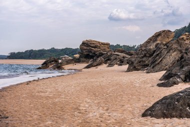 Ponta de Pedras plajı, Tapajos nehrinin kıyısında, Alter do Chao, Kuzey Brezilya 'da Para eyaleti.