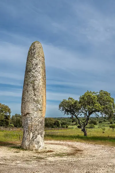 Portekiz, Castelo de Vide 'daki Meada' lı Menhir 'in Ayakta Duran Taşı. İber Yarımadası 'nın en büyüğü. Tarih öncesinden gizemli bir anıt, penisi şekilli ve doğurganlığı temsil ediyor..