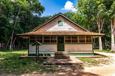 Belterra 'da Amerikan tarzı evler, Brezilya' da Para. Henry Fords 'un otomobil endüstrisi tarafından bölgede kauçuk keşifleri sırasında kurulan Amerikan köyü.