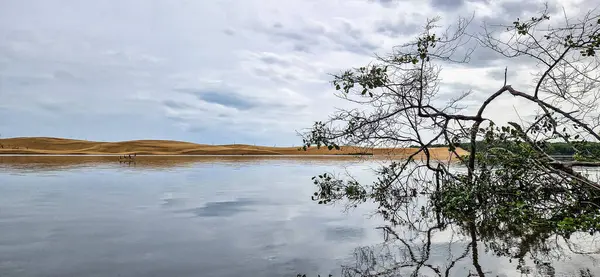 Vassouras 'ın kum tepeleri ve gölleri, Brezilya' nın Lencois Maranhenses 'i, Barreirinhas' ı. Taze ve şeffaf su havuzları olan beyaz kum tepeleri.