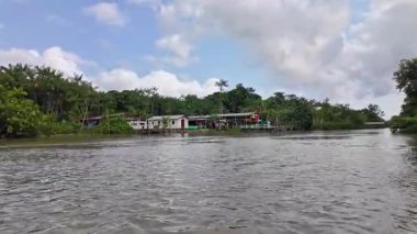 Brezilya 'nın kuzeyinde yer alan Belem do Para' daki Guama Nehri 'nde tekne turu. Amazon ormanlarının oradaki doğal yeşil alan..