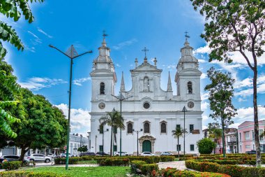 Belem Metropolitan Katedrali 'nin beyaz cephesi aynı zamanda Brezilya Belem' deki Se Katedrali olarak da bilinir.