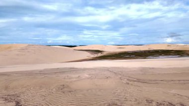 Ilha do Caju 'da Dunas do Mouro, Ilha das Canarias, Brezilya. Delta do Parnaiba ve Delta das Americas. Yeşillik doğa ve kum tepeleri.