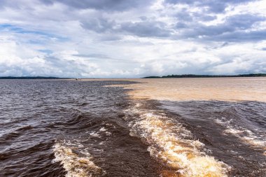 Brezilya 'nın Manaus şehrinde bulunan Suların Buluşması, Rio Negro ile neredeyse siyah renkli bir nehir ve kumlu Amazon Nehri veya Rio Solimoes arasındaki birleşmedir..