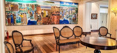 Sao Luis, Brezilya - 11 Ocak 2025: Aslan Sarayı 'nın içi, Palacio dos Leoes, Maranhao hükümetinin merkezi, Sao Luis, Maranhao, Brezilya' nın kuzeydoğusunda yer alan tarihi şehir.