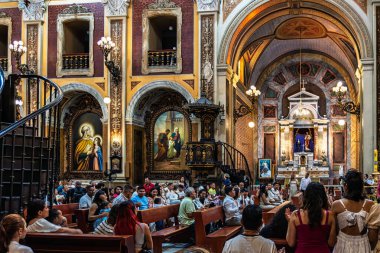 Belem, Brezilya - 08 Aralık 2024: Belem Metropolitan Katedrali 'nin iç kesimine Brezilya' nın Belem şehrinde Se Katedrali de denir.