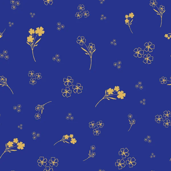 Fond Vectoriel Sans Couture Fleur Prairie Sauvage Fleurs Jaunes Éparpillées — Image vectorielle