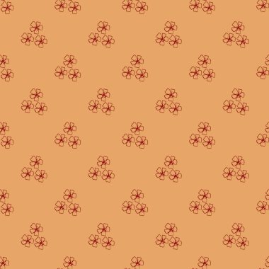 Vahşi çayır çiçeği kusursuz vektör desenli arka plan. Elle çizilmiş çiçek başları turuncu arka planda. Çizgi çizgisi botanik tasarımı. Çiçekli cottagecore geometriği ambalaj için tekrarla.