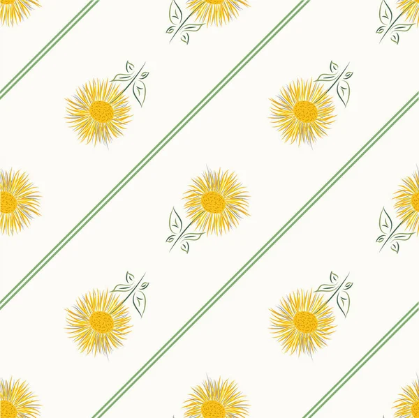 Inula Fleur Fond Vectoriel Sans Couture Motif Vivace Cottage Jardin — Image vectorielle