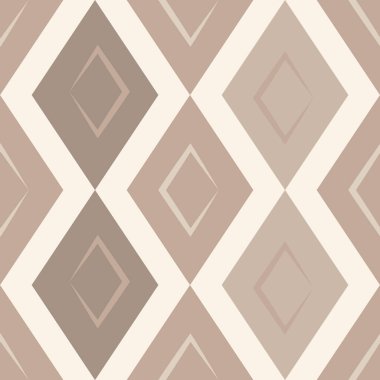 Diamond vector seamless pattern background. Neutral beige rhombuses ornament backdrop. Hand drawn line art lozenge design. Geometric rhombus repeat. Painterly style for gender neutral products..