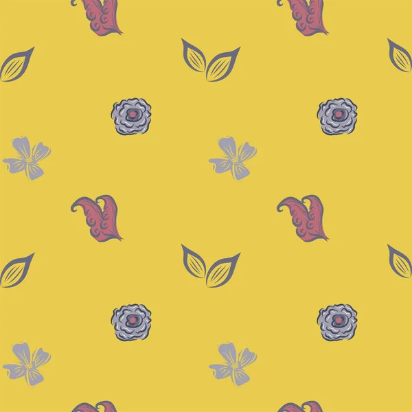 様式化されたチューリップの花のシームレスなベクトルパターンの背景 ヴィンテージ中世の花を背景に 手描き線画幾何学植物デザイン 土の装飾の庭の花の花びらを繰り返し — ストックベクタ