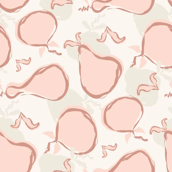 Pommes Stylisées Poires Rose Fond Vectoriel Sans Couture Arrière Plan — Image vectorielle