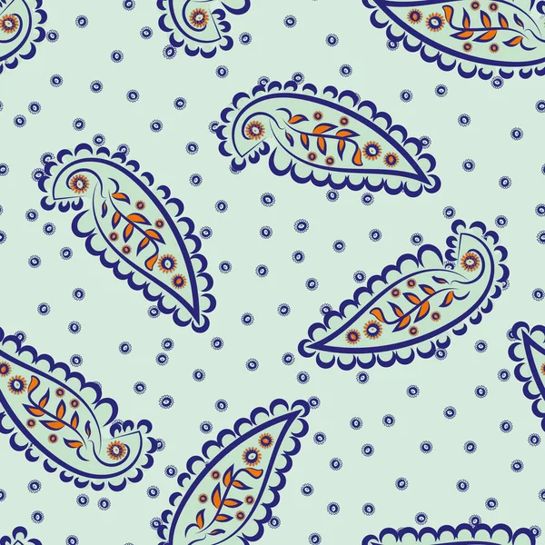 ペイズリーシームレスベクトルパターンの背景 小さな花の背景を持つ美しい手描きの花散乱デザイン 柔らかい青のパステルの繰り返し 夏のための植物モチーフのブラシストローク緩いスタイル — ストックベクタ