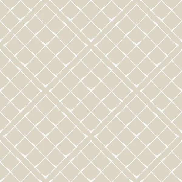中性ベクトルワッフル効果幾何学グリッド シームレスなパターンの背景 ベージュEcru斜めの綿繊維スタイルの背景 織りリネン布のデザイン エコパッケージのための印刷の上にドイツ語のバラップ — ストックベクタ