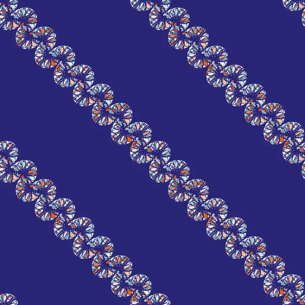 モザイク連鎖ベクトルパターンの背景 コバルトブルーの背景に抽象的なインターロックされたチェーンリンクの斜めの行と広々とした背景 平行ジグザグリボン 幾何学的なテッセレーションを繰り返し — ストックベクタ