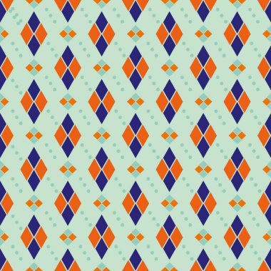 Soyut eşkenar dörtgen, vektörsüz şablon arkaplanı şekillendirir. Foulard elmas motifli arka plan sürekli tekrarlanıyor. Tropik mavi turuncu modern lux tasarımı. Erkekler için, yaz, ambalaj, spor.