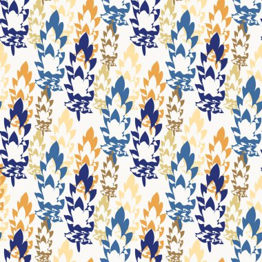 Yüzyılın ortalarında, modern stil yaprakları kusursuz vektör kalıpları. Yapraklar harmanlanmış arka plan. Çapraz çizgili etki. Mavi sarı beyaz botanik yaprağı. Sonbahar, sonbahar, kış için tekrar et.