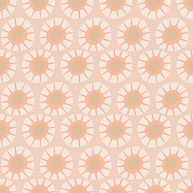 Şirin pembe çiçek başları vektörsüz desenli arka plan. Düzensiz modern çiçek başları ile yoğun çiçek arkaplanı. Bebekler, çocuklar ve her yerde Boho bahçesi için botanik tekrarı.