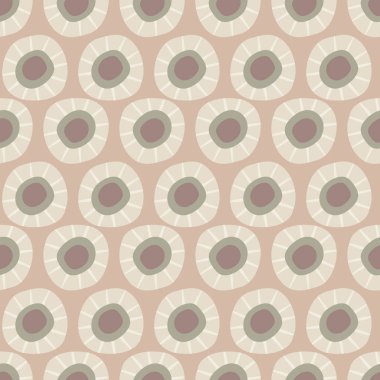 Şirin pembe çiçek başları vektörsüz desenli arka plan. Düzensiz modern çiçek başları ile yoğun çiçek arkaplanı. Bebekler, çocuklar ve her yerde Boho bahçesi için botanik tekrarı.