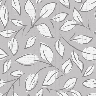 Tarafsız desenli modern yapraklar, pürüzsüz arkaplan. Zarif el çizimi boya fırçası stili minimalist doğrusal arkaplan. Bitkisel yaprak dokusu ile tekrarla