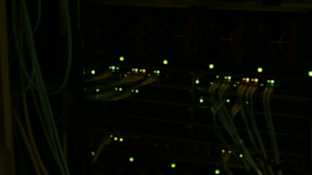데이터 센터에 서버에 불빛이나 Led 라이트 Lightwave 네트워크 연결을 깜박이는 — 비디오