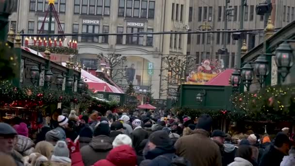 Hambourg Allemagne Décembre 2022 Foule Marché Noël Roncalli Devant Hôtel — Video
