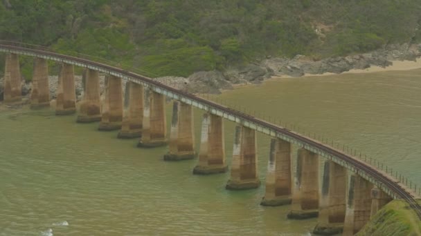 Железнодорожный Мост Через Реку Крокодил Река Кайманс Побережье Индийского Океана — стоковое видео