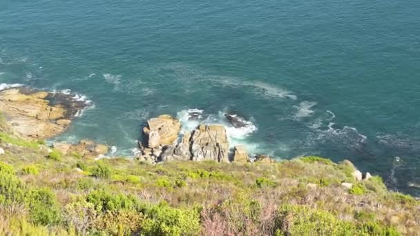 Steep Cliffs Turquoise Sea Cape Good Hope South Africa — Video Stock