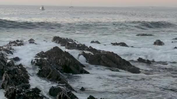 Breakwater Vlny Výhledem Jižní Pobřeží Atlantiku Blízkosti Kapského Města Jižní — Stock video