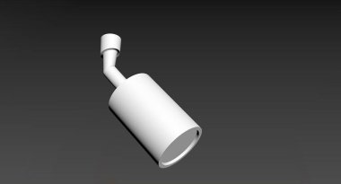 3d model in the style of minimalism white lamp on a black substrate. Idea, design, solution, business, strategy concept. Copy space on the right