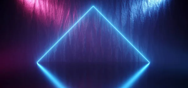 Neon Świecący Laserowo Niebieski Trójkąt Fioletowy Spotlights Pokaż Star Club — Zdjęcie stockowe