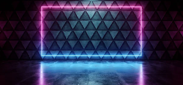 Neon Izzó Sci Négyszög Keret Háttér Lila Kék Forma Lézer — Stock Fotó