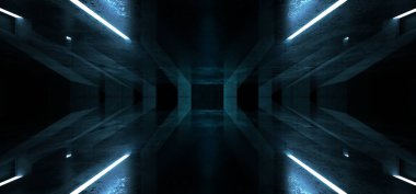Stüdyo Işıkları Mavi Uzaylı Bilim Kurgu Geleceğin Uzay Gemisi Büyük Beton Çimento Asfalt Stüdyo Salonu Stüdyo Işıkları Gösterim Odası Gerçekçi Sığınak Garajı 3 boyutlu Görüntü