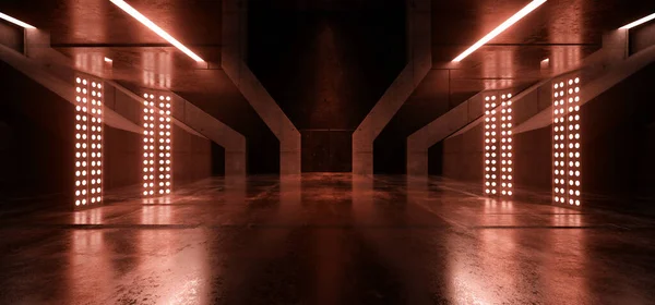 Studio Lights Cyber Alien Sci Futuristisch Ruimteschip Hangar Big Concrete — Stockfoto
