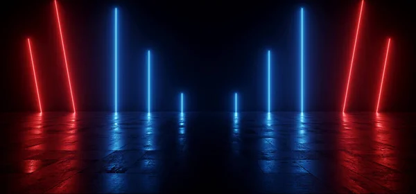Sci Cyber Futurystyczny Neon Świecący Czerwony Niebieski Vibrant Elektryczne Światła — Zdjęcie stockowe