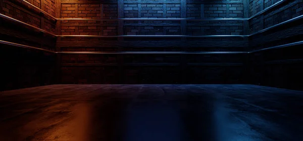 Cyber Neon Sci Futuristic Blue Orange Spot Lights Glowing Rough — Stock Photo, Image